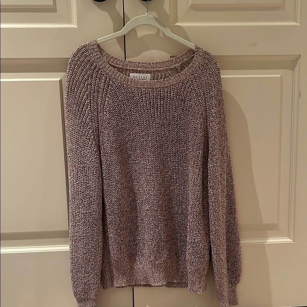 Velvet Pink Crew Neck Sweater Textured Knit